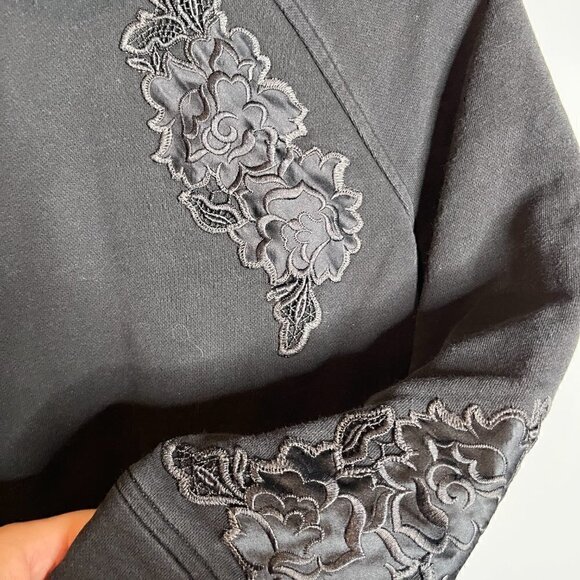 Lululemon Black Floral Embroidered To You Long Sweatshirt - Picture 3 of 5